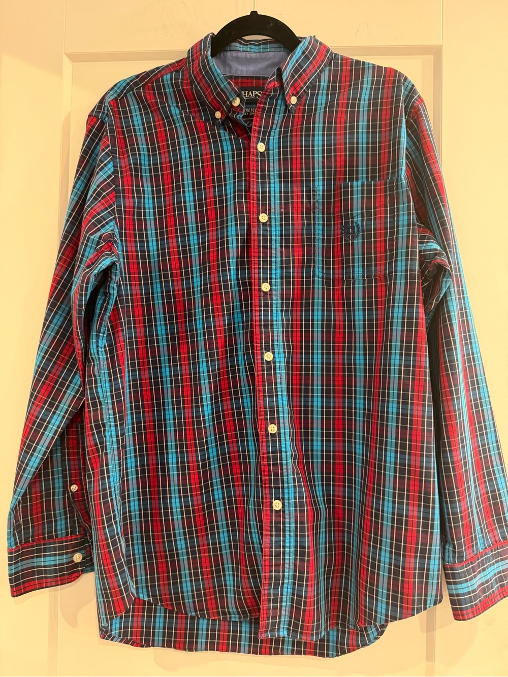 Chaps Plaid Button-Down Shirt in Red and Teal